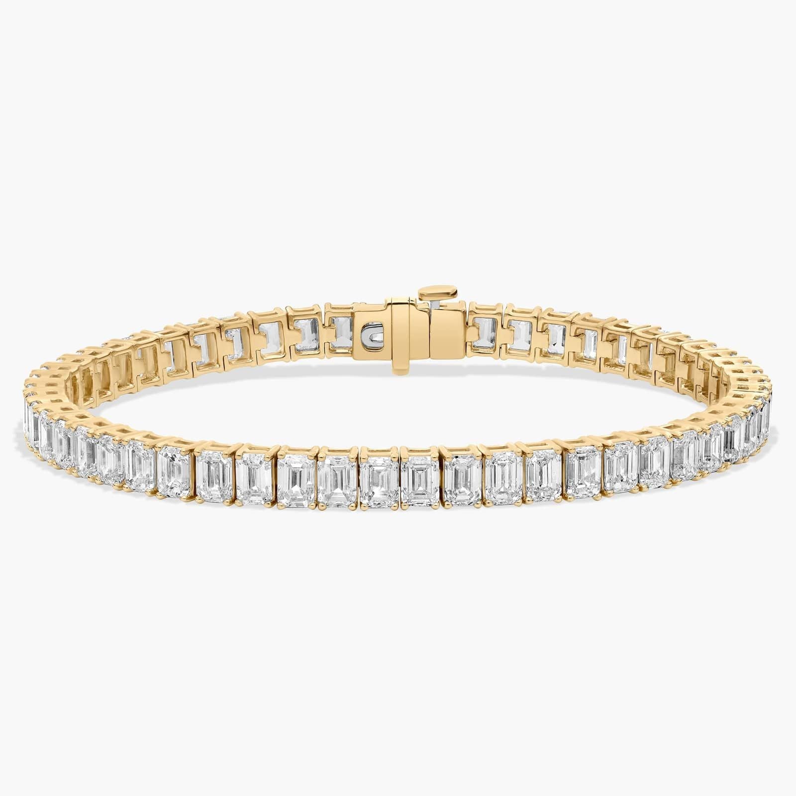 Emerald-Cut Diamond Tennis Bracelet, 14K Gold, Lab Grown
