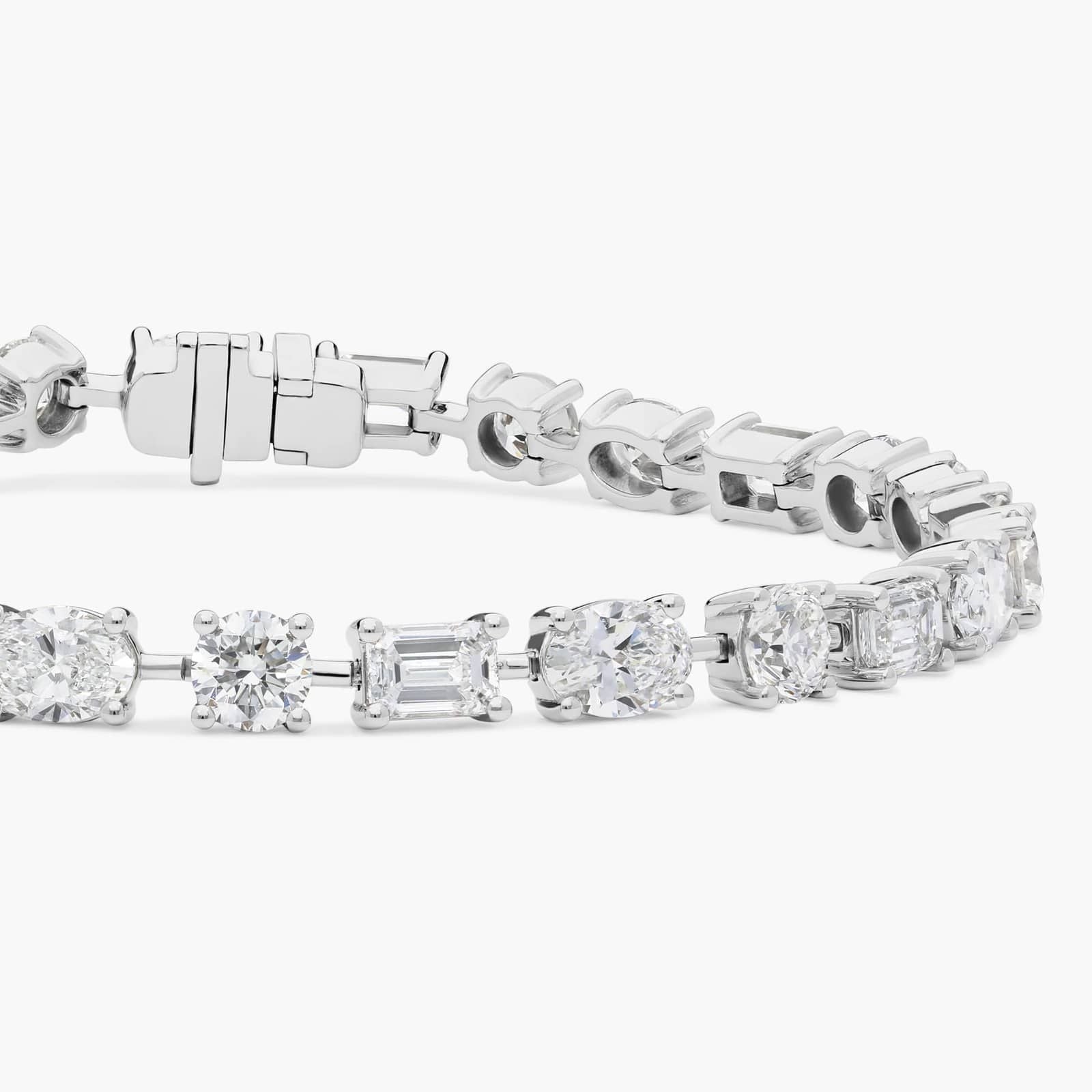 Multi Shape Diamond Tennis Bracelet, 7.70 ct., 14K White Gold, Lab Grown