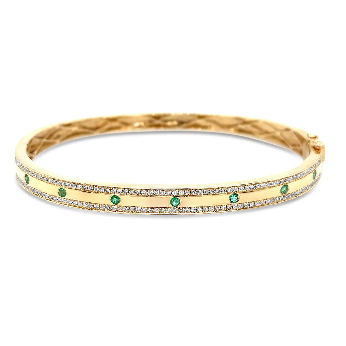 Diamond and Green Emerald Inlay Bangle