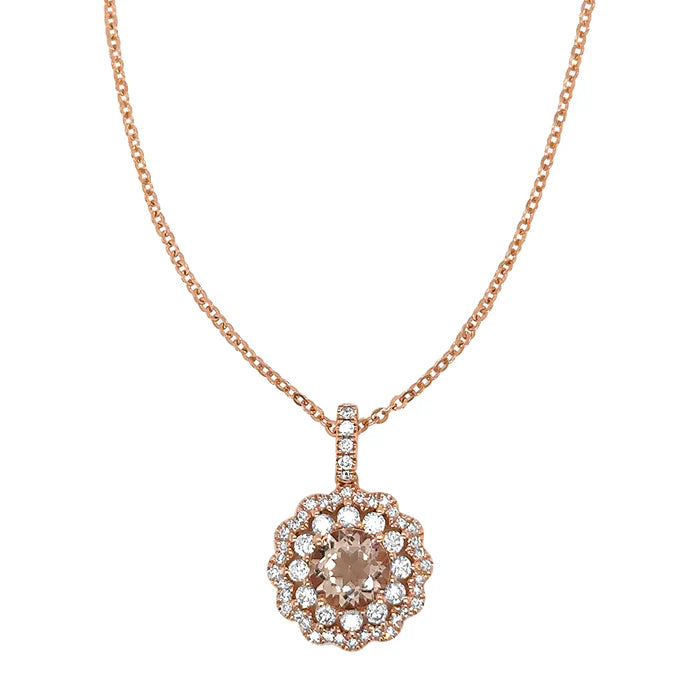 Diamond and Morganite Flower Pendant