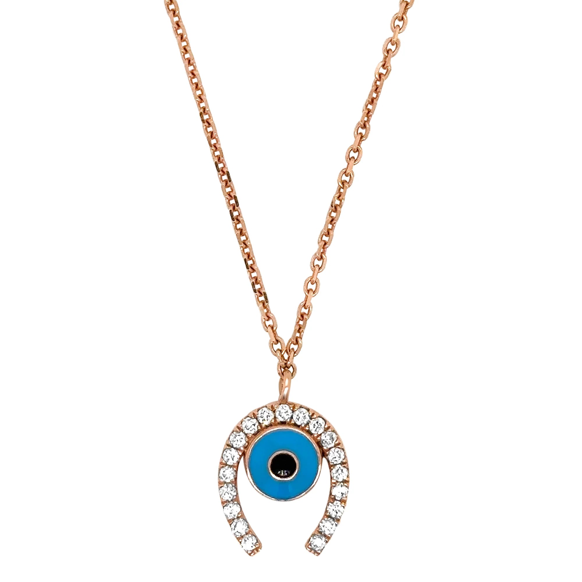 Diamond and Turquoise Enamel Eye Pendant