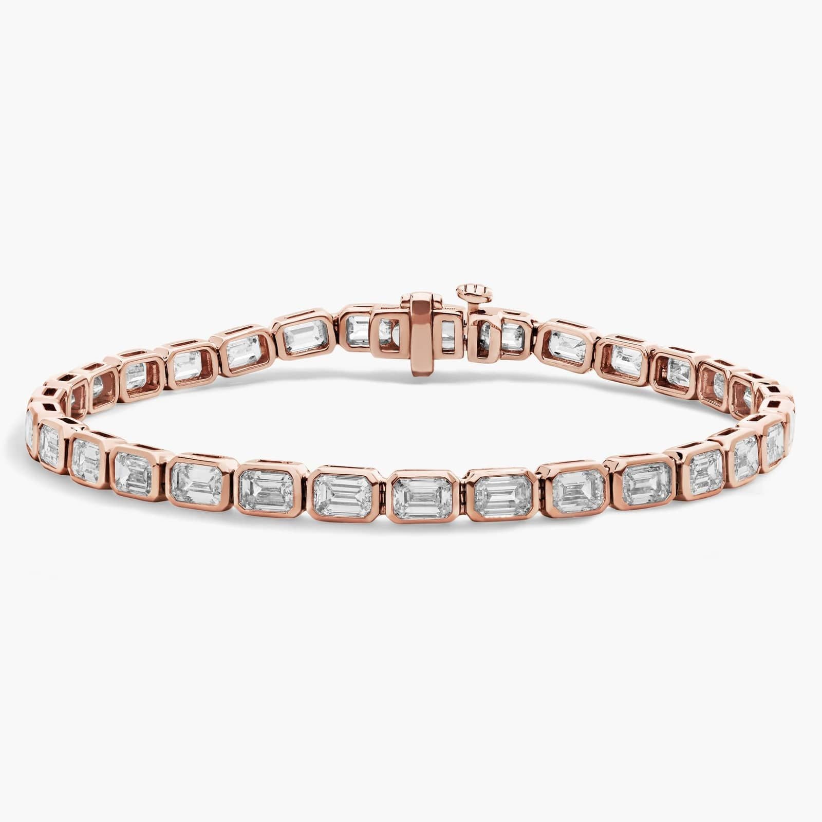 Emerald-Cut Diamond Tennis Bracelet, 14K Gold, Lab Grown
