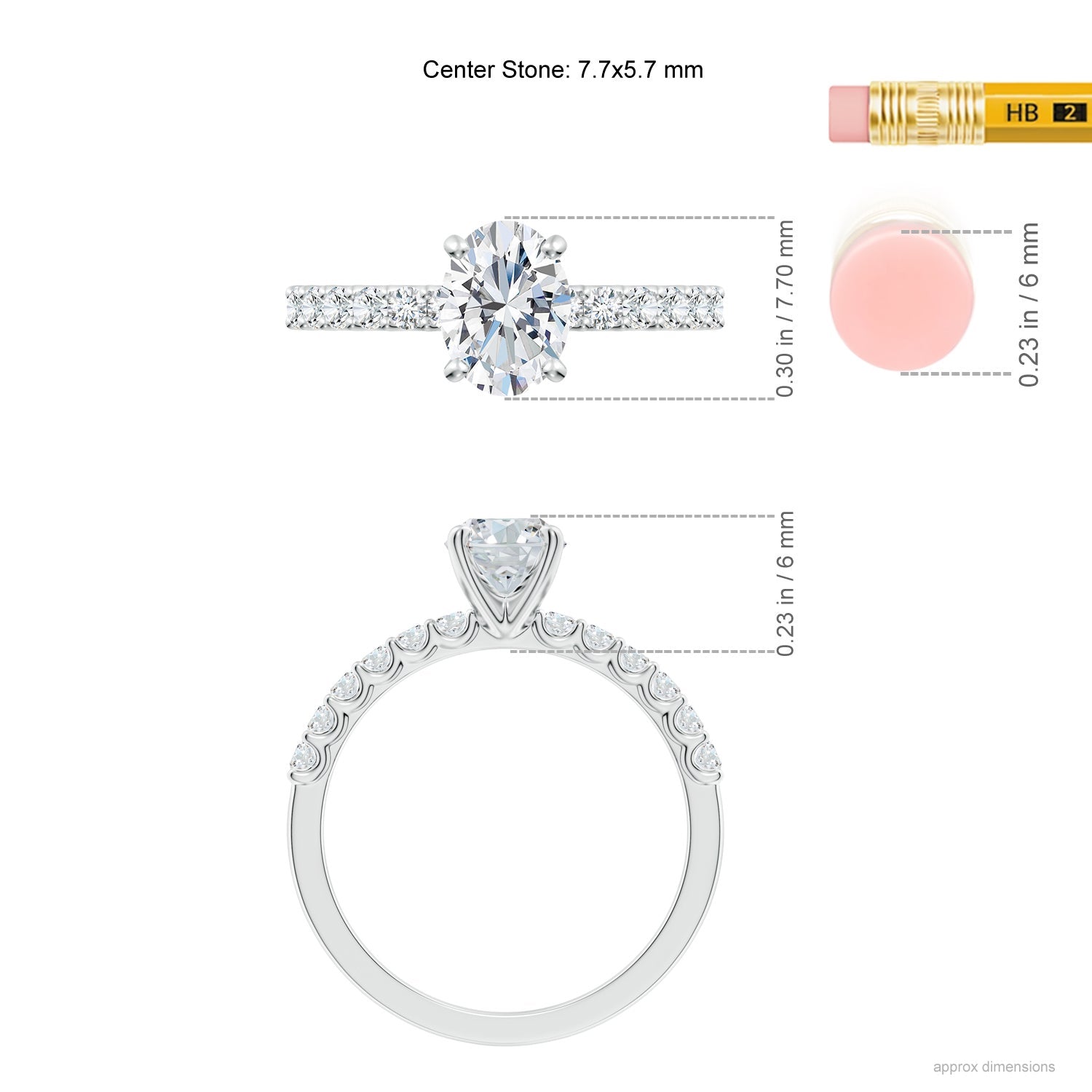 Oval Diamond Solitaire Engagement Ring with Diamond Accents, Lab-Grown