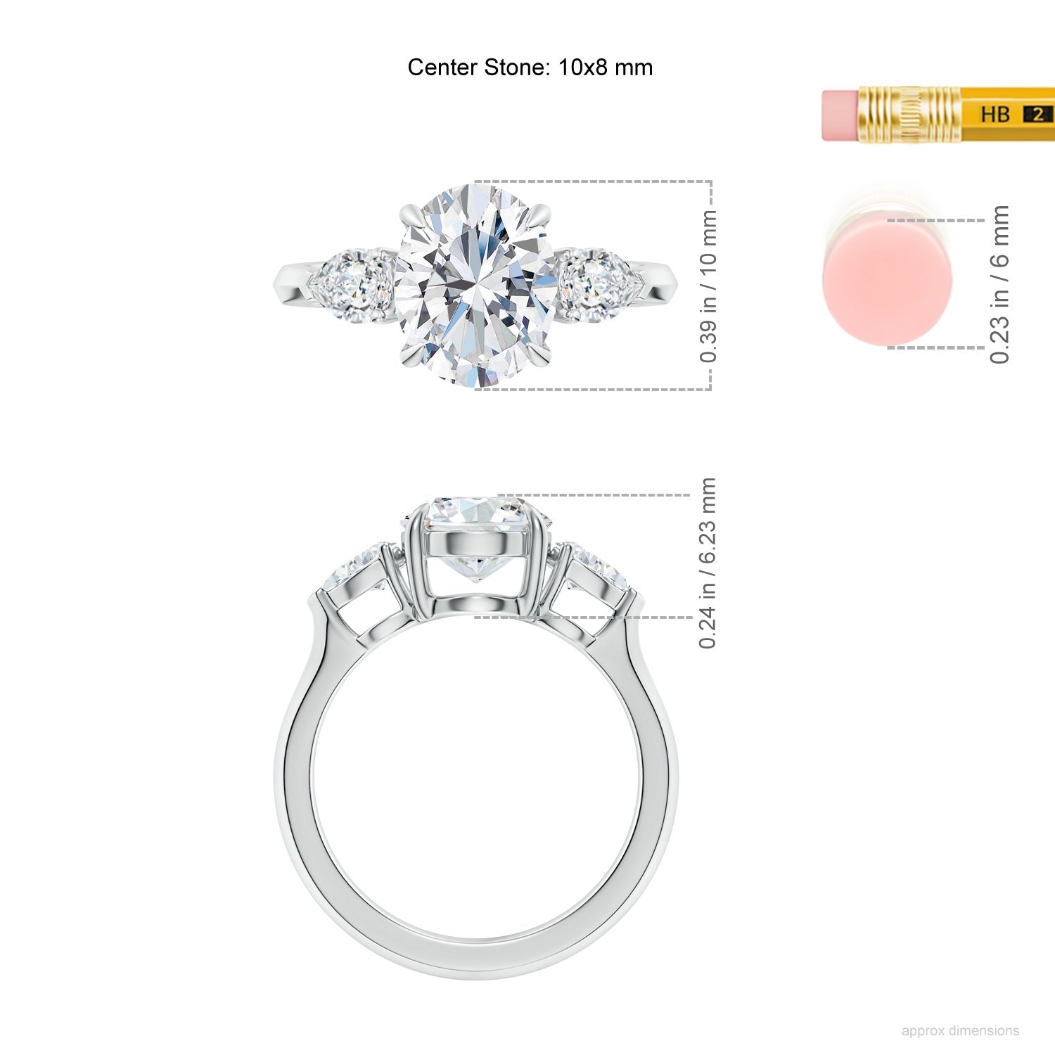 Lab-Grown Oval Diamond and Pear Diamond Three Stone Engagement Ring