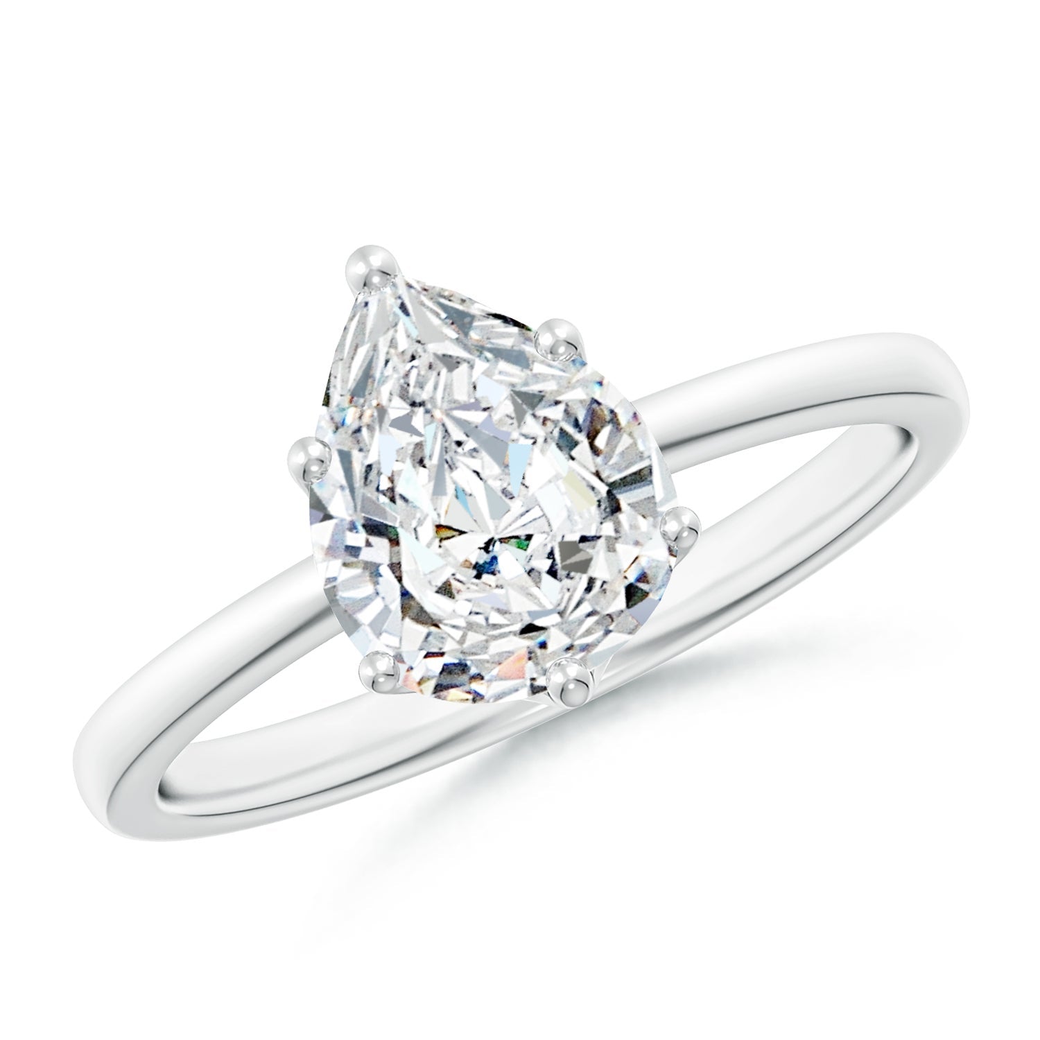 Lab-Grown Pear-Shaped Diamond Solitaire Classic Engagement Ring