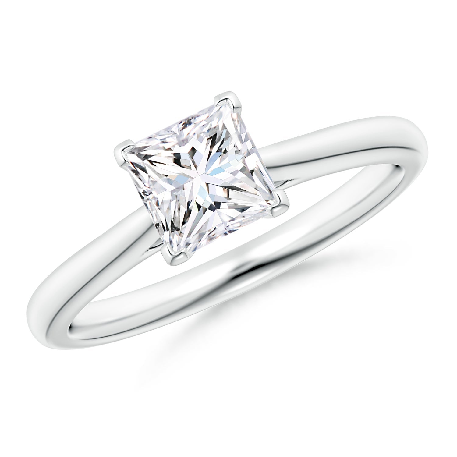 Lab-Grown Princess-Cut Diamond Tapered Cathedral Engagement Ring
