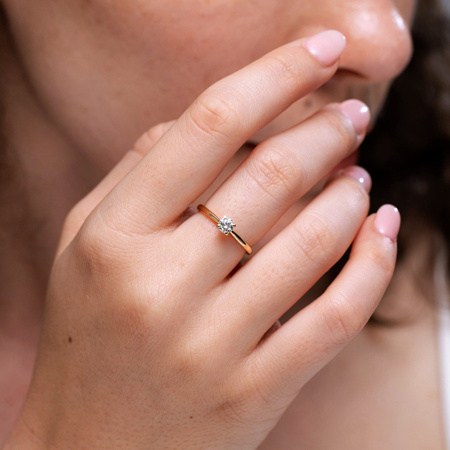 Lab-Grown Round Diamond Tapered Cathedral Solitaire Engagement Ring