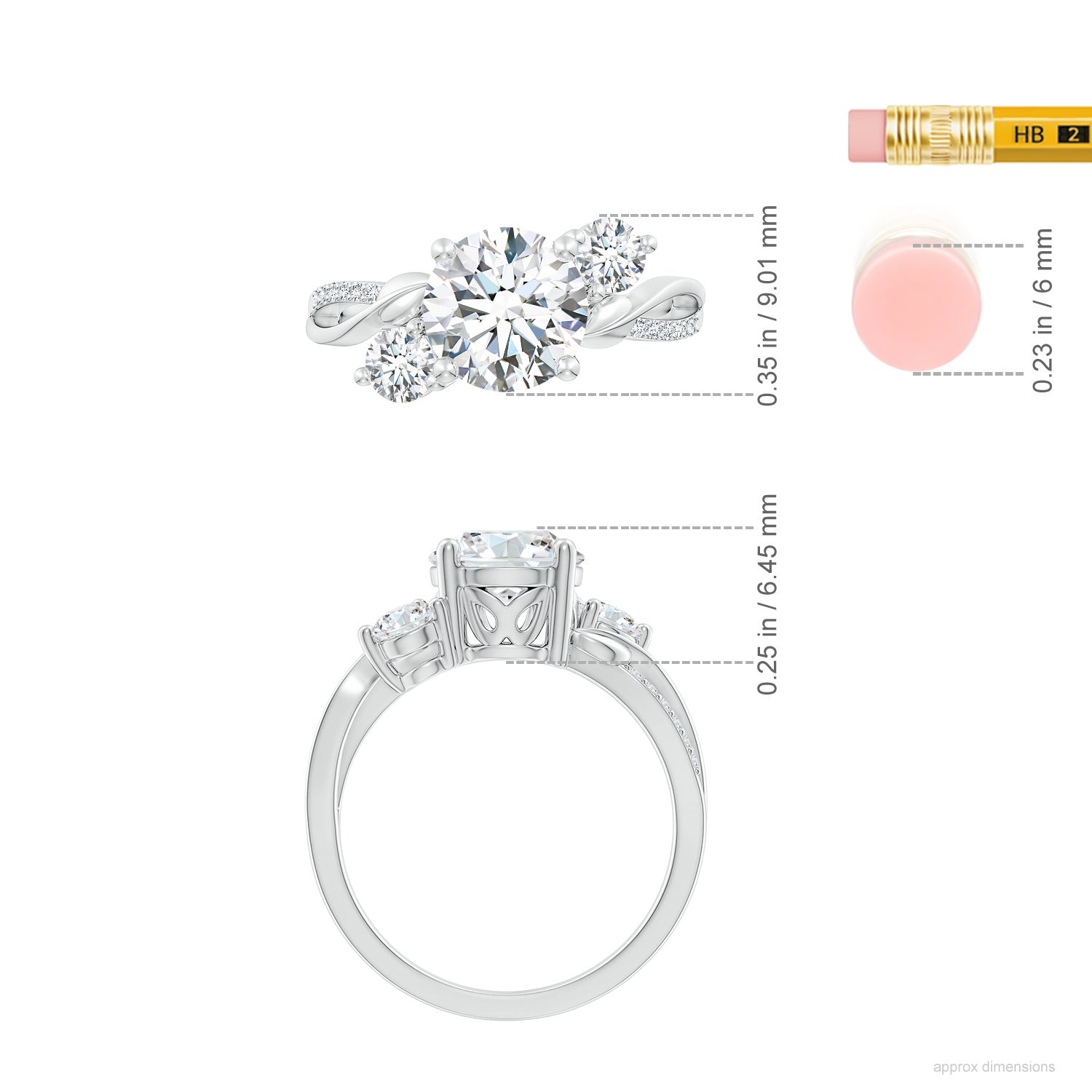 Lab-Grown Three Stone Diamond Twisted Vine Ring