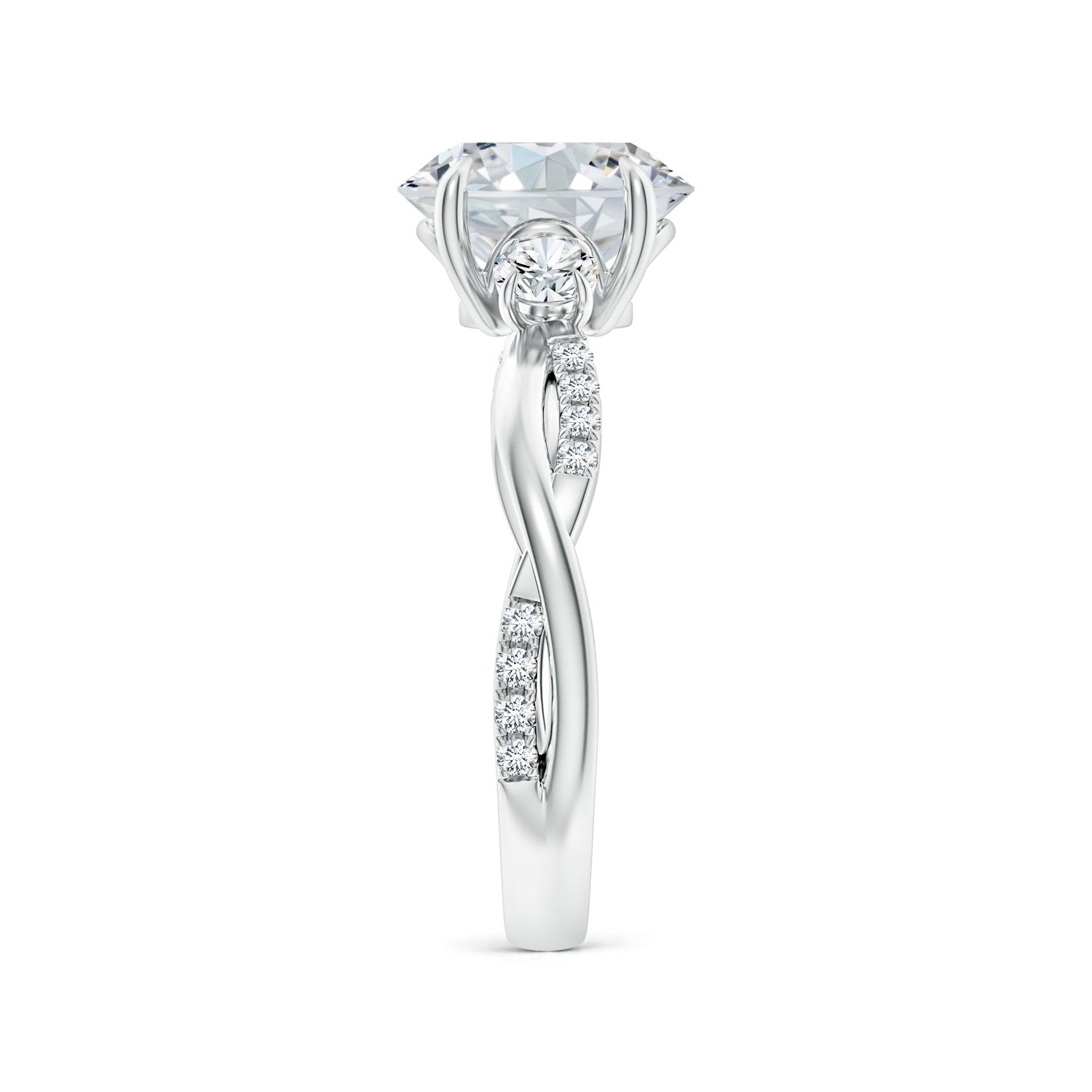 Lab-Grown Three Stone Oval & Round Diamond Engagement Ring