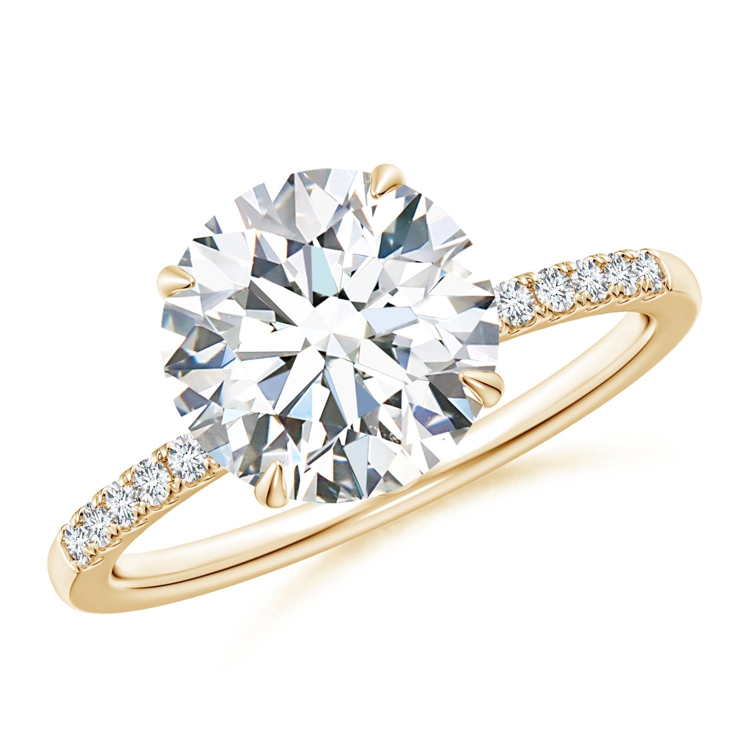 Round Diamond Hidden Halo Engagement Ring, Lab-Grown