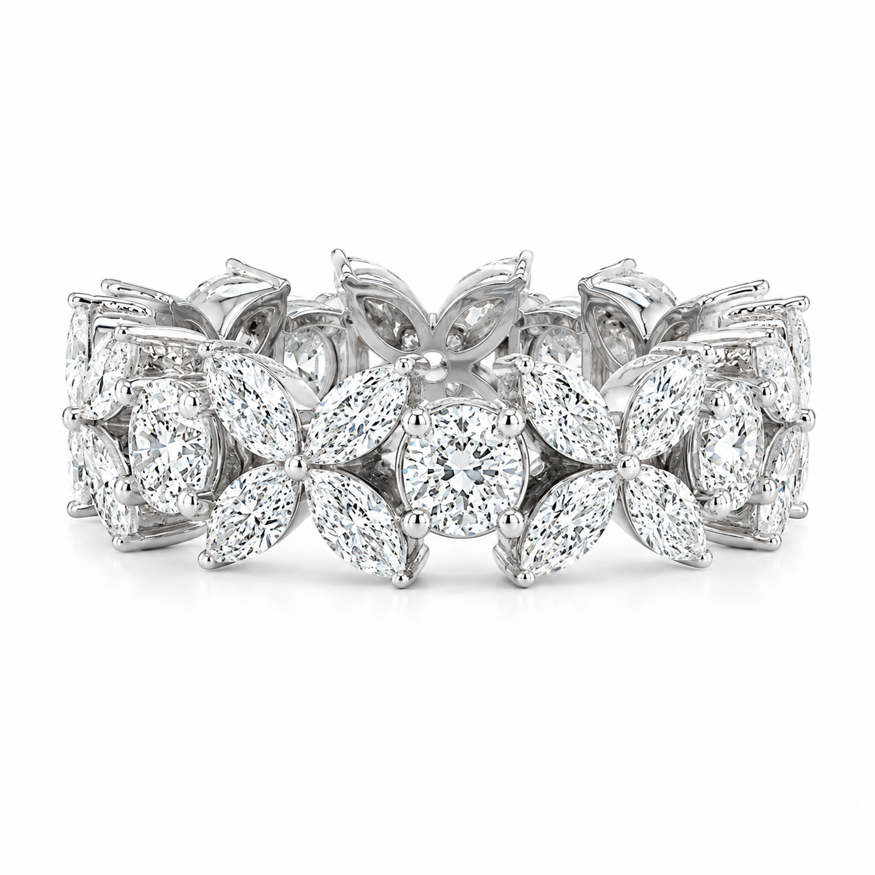 Marquise & Round Diamond Eternity Band, 2 ct., 14K White Gold, Lab-Grown