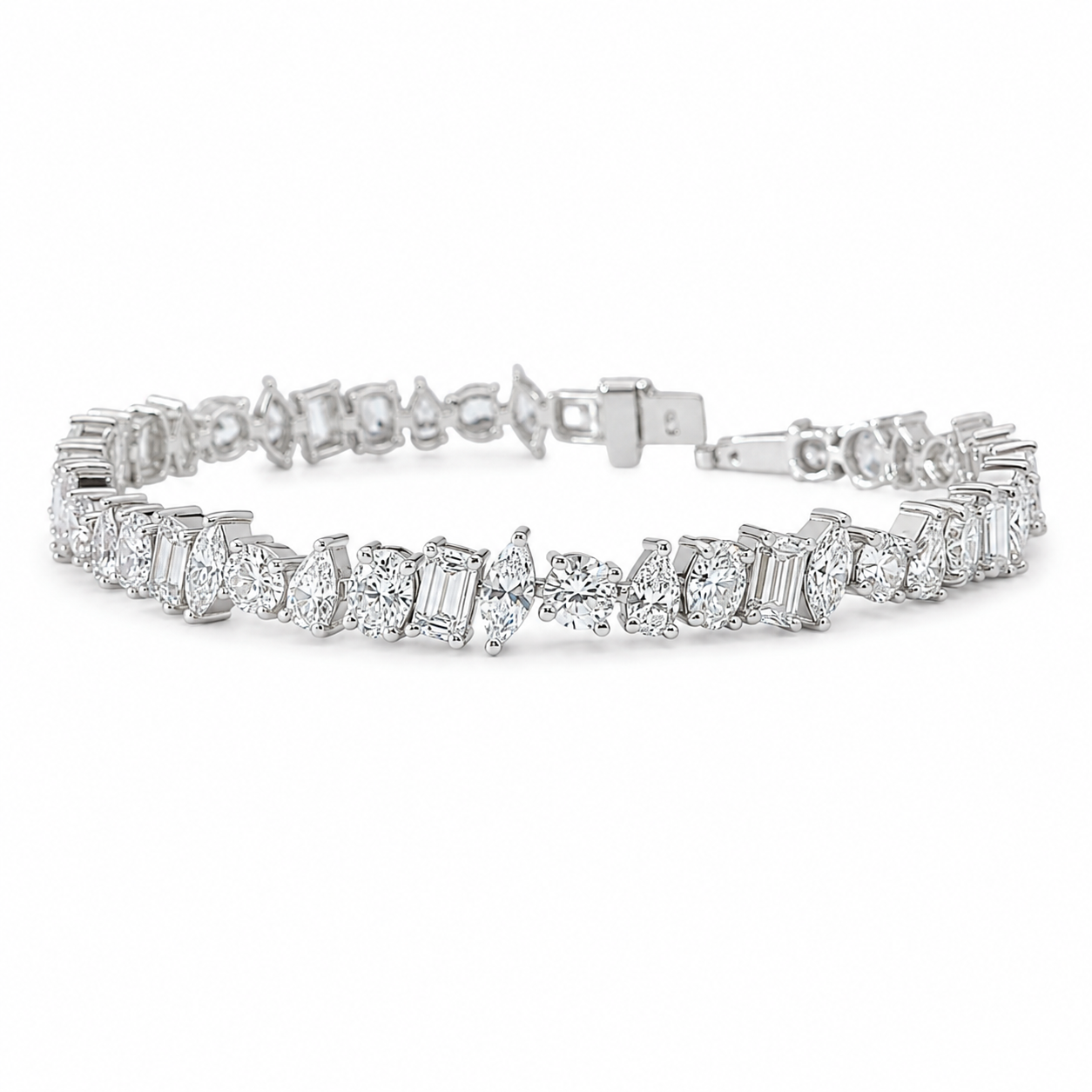 Multi-Shape Diamond Tennis Bracelet, 11 ct. & 15 ct., 14K White Gold, Lab Grown