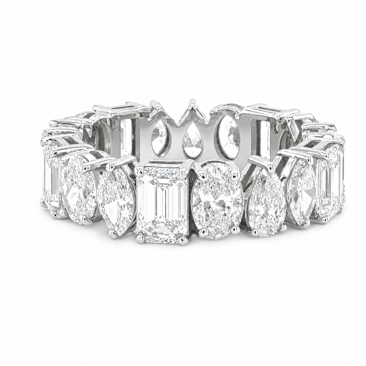 Multi Shape Diamond Eternity Band, 4.96 ct., 14K White Gold, Lab Grown