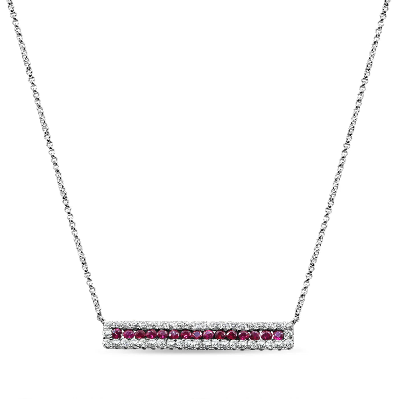 Diamond and Ruby Bar Necklace