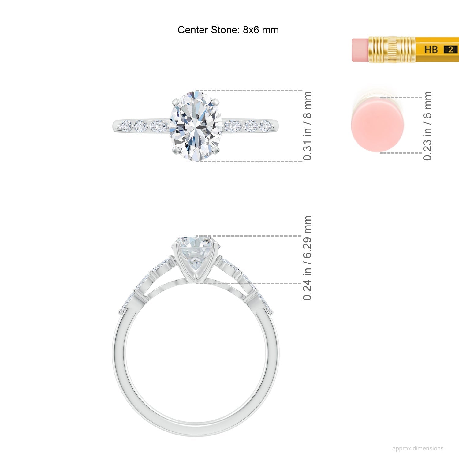 Oval Lab-Grown Diamond Engagement Ring with Marquise Accents