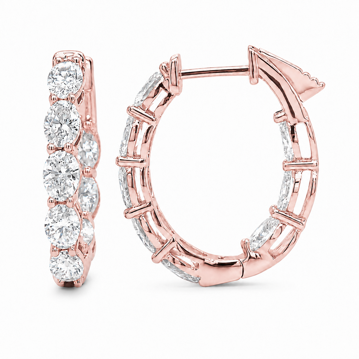 Oval Diamond Hoop Earrings, 3.36 ct., 14K White Gold, Lab Grown