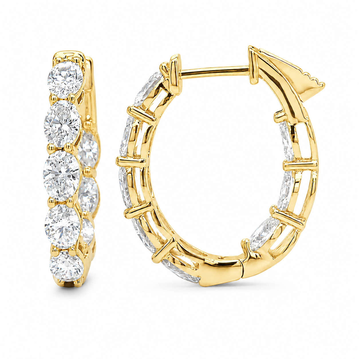 Oval Diamond Hoop Earrings, 3.36 ct., 14K White Gold, Lab Grown