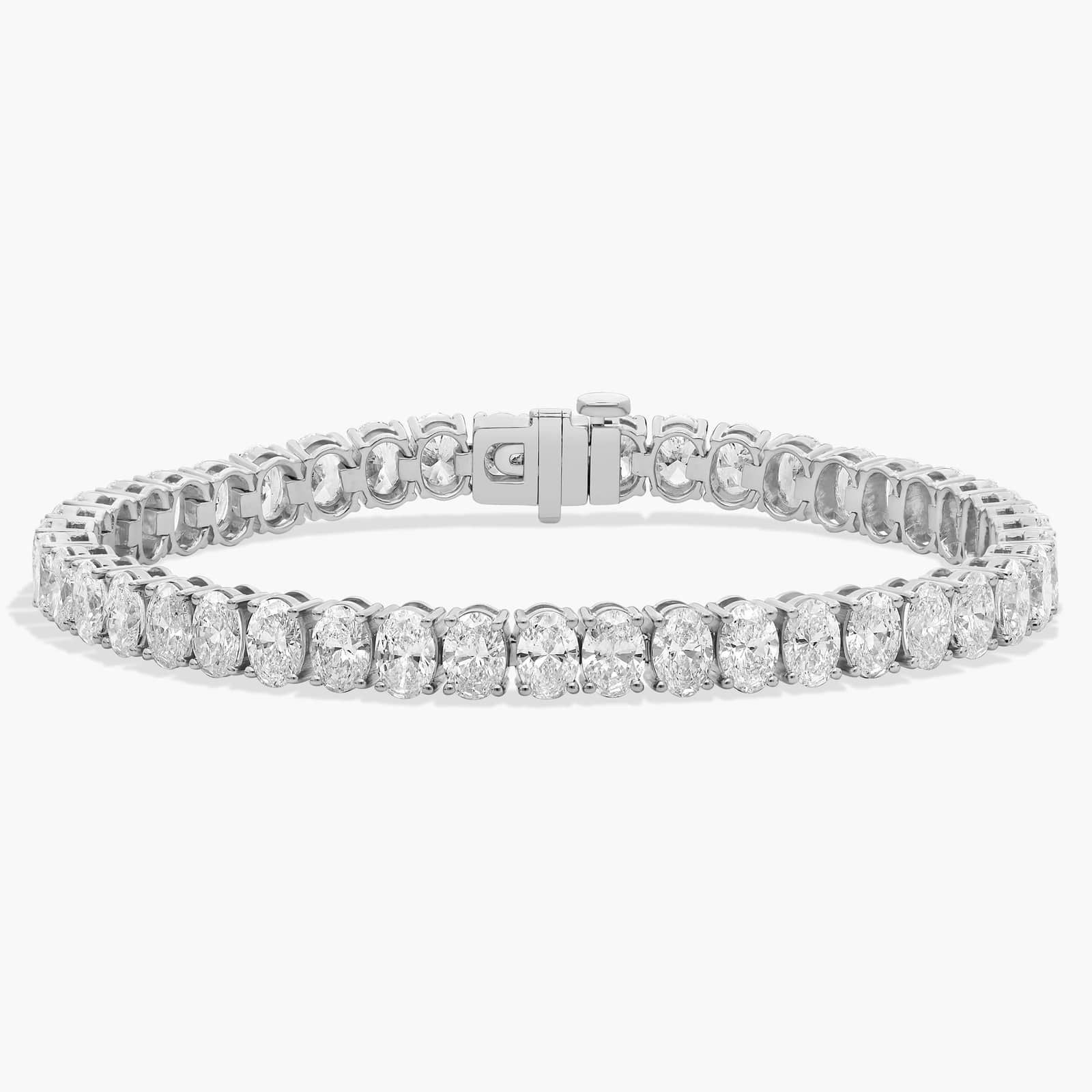 Oval Diamond Tennis Bracelet, 14K White Gold, Lab Grown