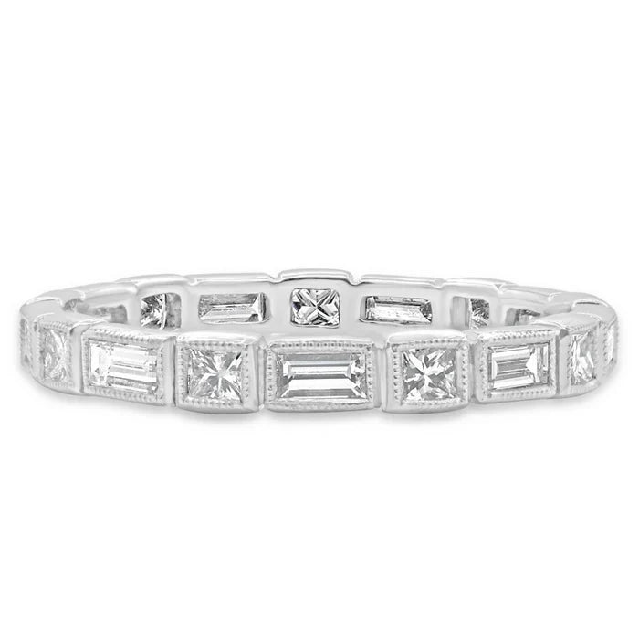 Princess & Baguette Diamond Ring in 14K Gold – Modern Geometric Design