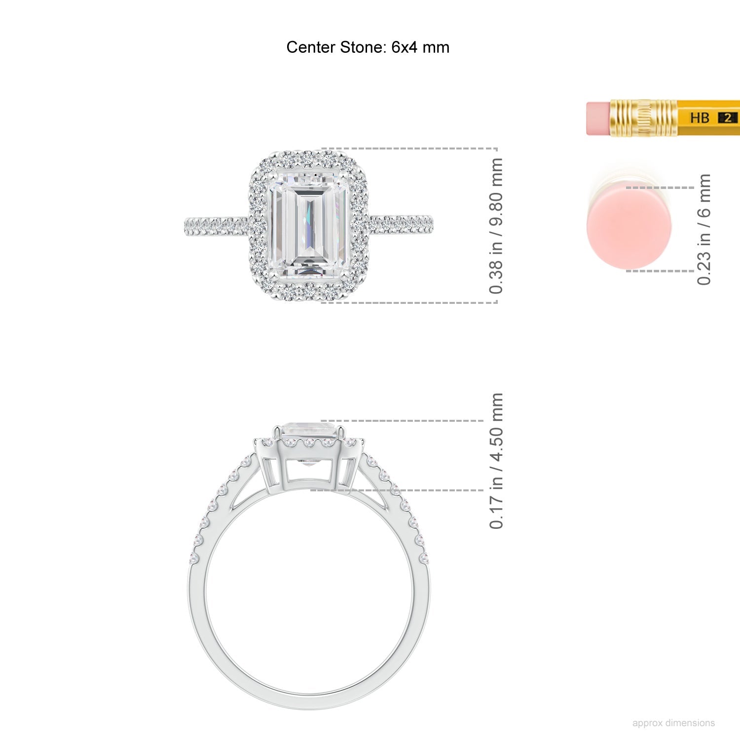 Prong-Set Emerald-Cut Lab-Grown Diamond Halo Ring