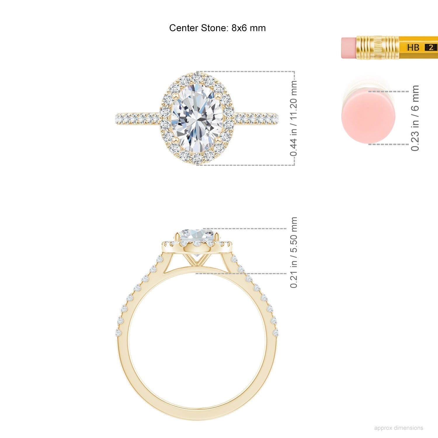 Prong-Set Oval Lab-Grown Diamond Halo Ring with Accents