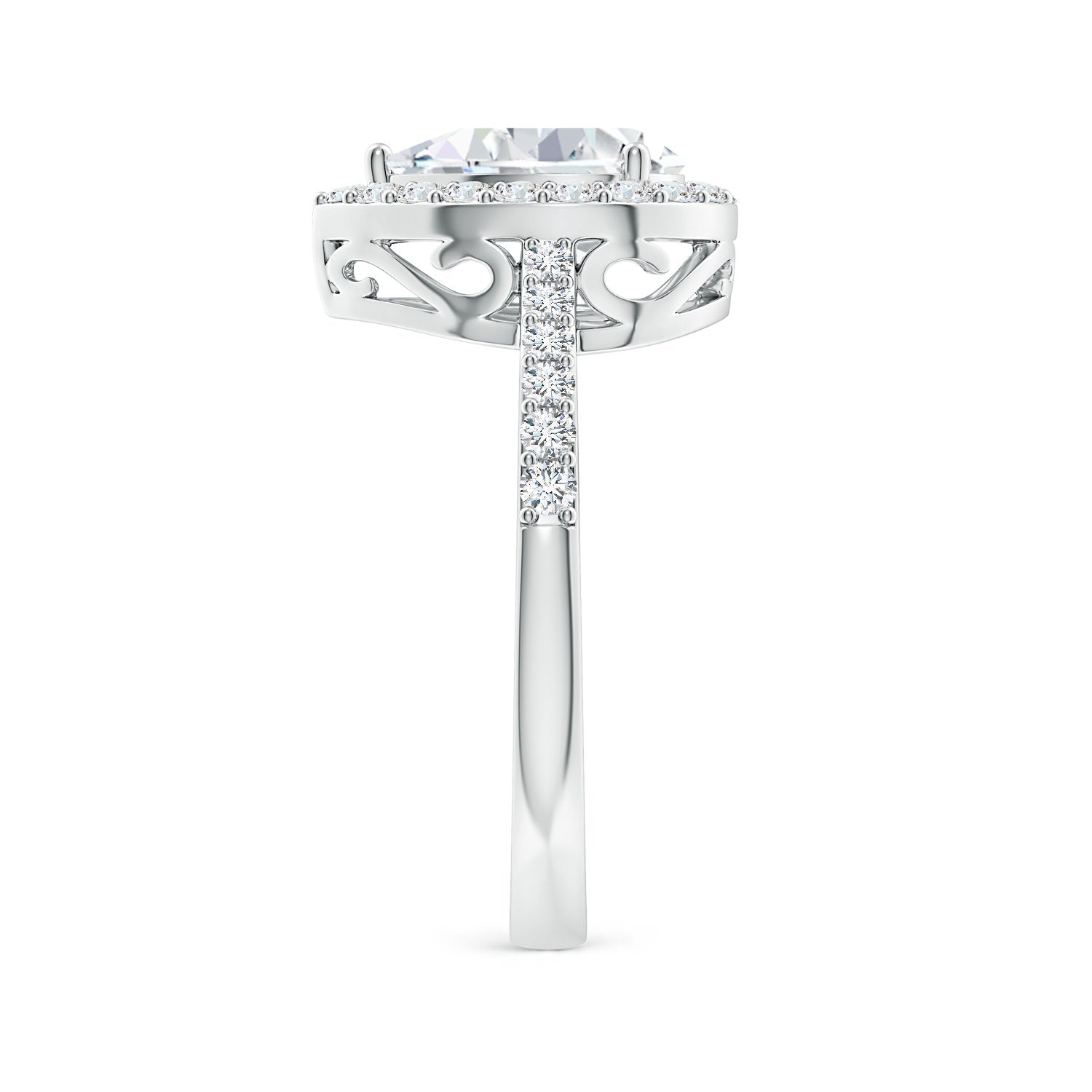 Prong-Set Pear Lab-Grown Diamond Ring with Halo