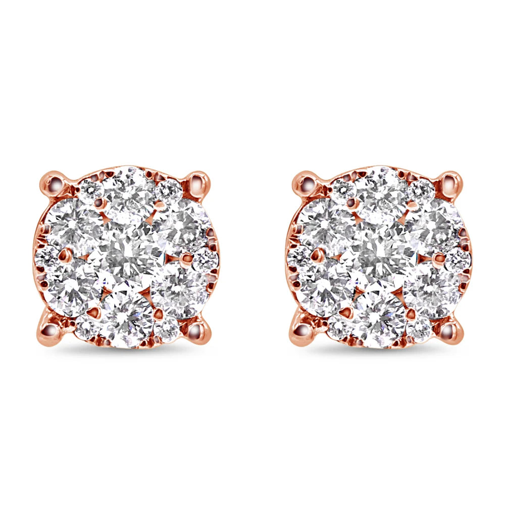 Round Diamond Illusion Stud Earrings