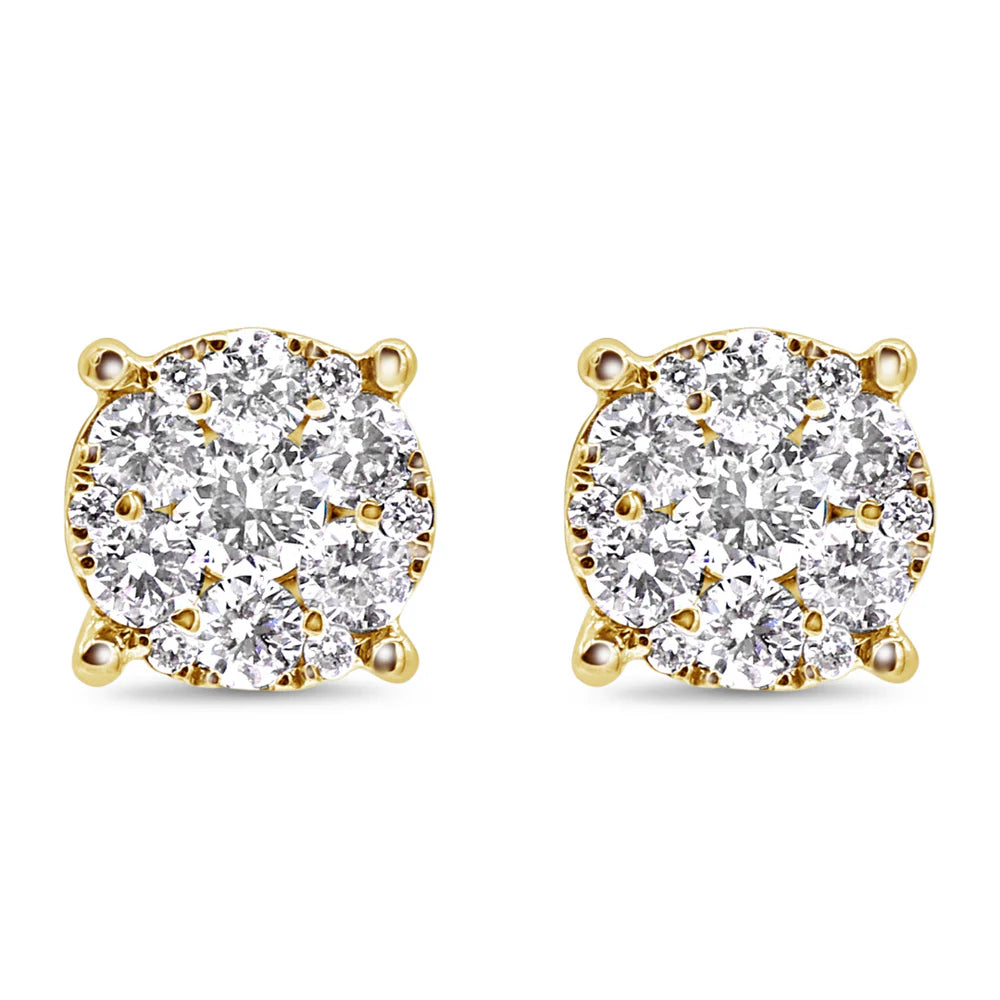 Round Diamond Illusion Stud Earrings