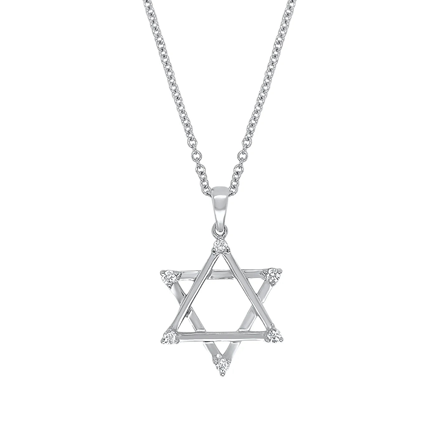 Round Diamond Star of David Pendant