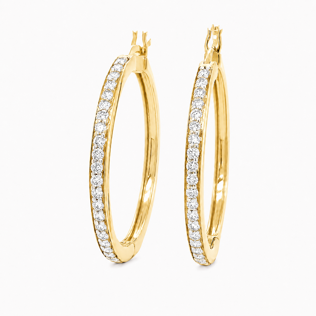 Lab-Grown Round Diamond Hoop Earrings in 14K Gold