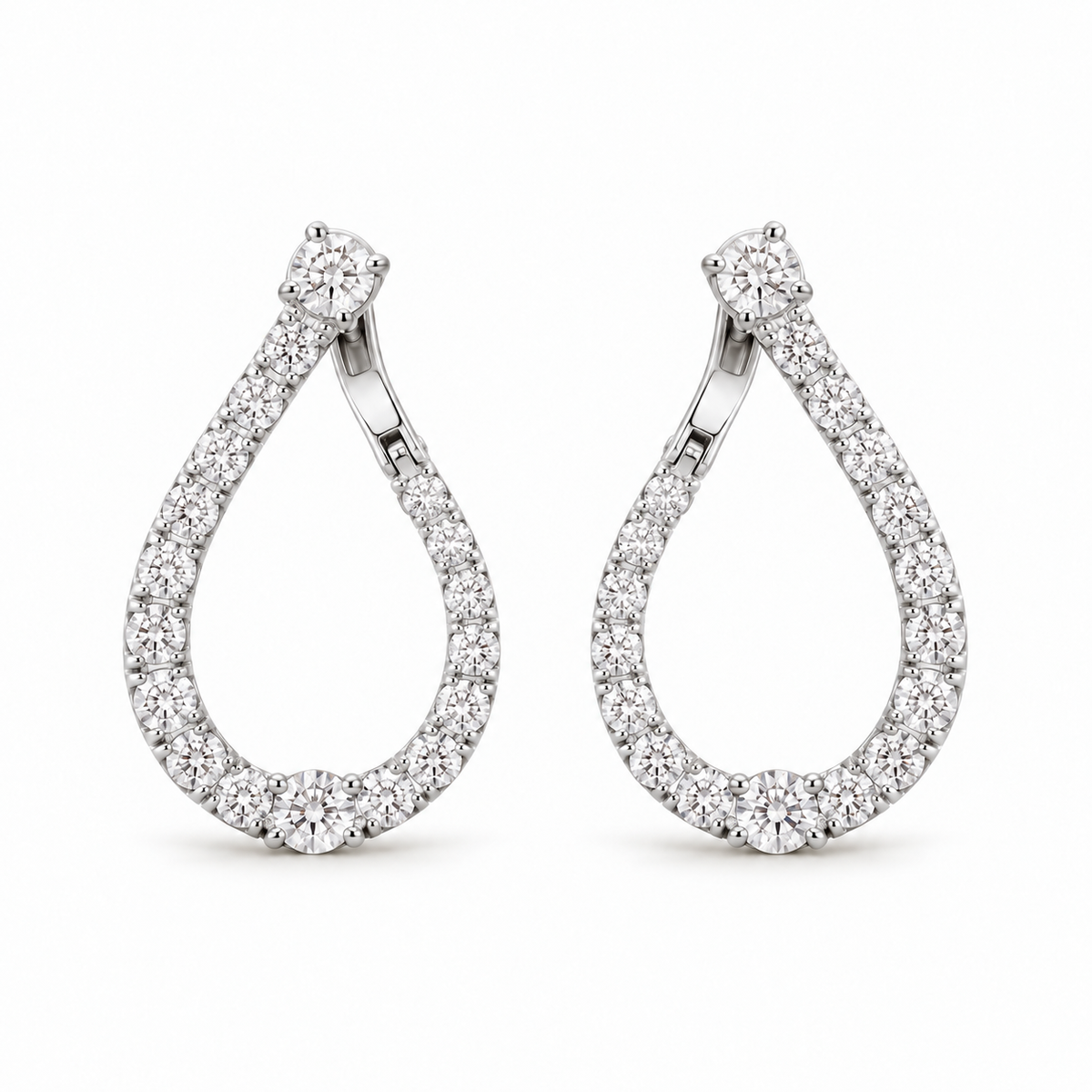 Round Diamond Teardrop Inside-Out Hoop Earrings, 1.2 ct. – 14K Gold