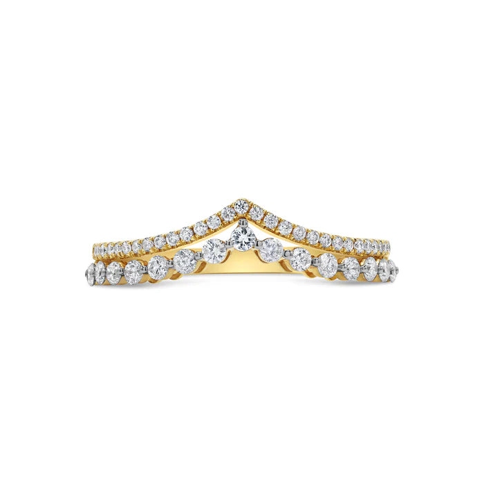 Round Diamond Tiara Ring in 14K Yellow Gold – Crown-Inspired Diamond Band