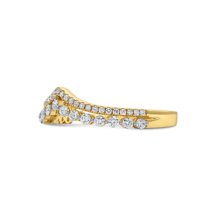 Round Diamond Tiara Ring in 14K Yellow Gold – Crown-Inspired Diamond Band