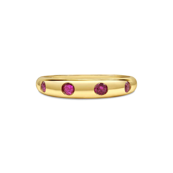 Ruby Inlay Ring in 14K Gold – Classic Natural Ruby Band