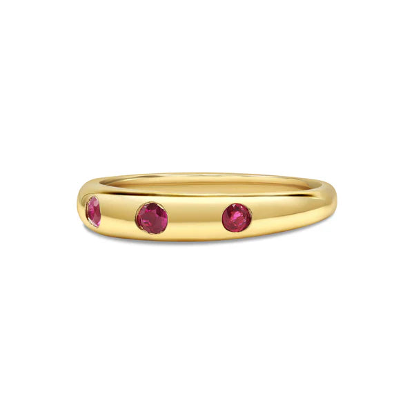 Ruby Inlay Ring in 14K Gold – Classic Natural Ruby Band