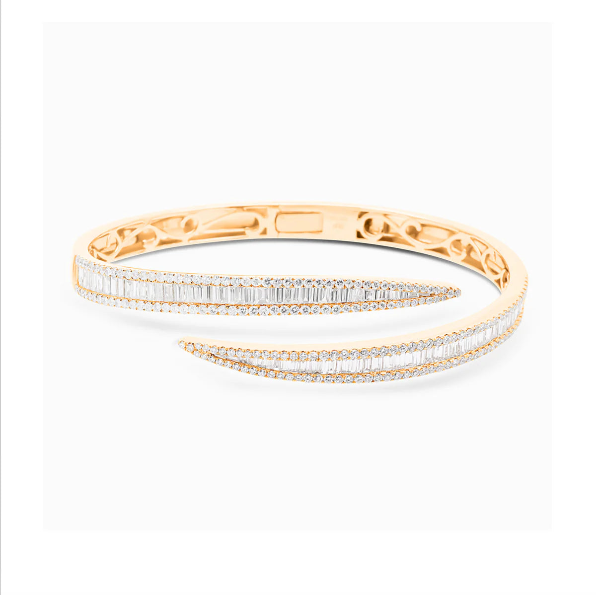 Bypass Diamond Open Bangle Bracelet