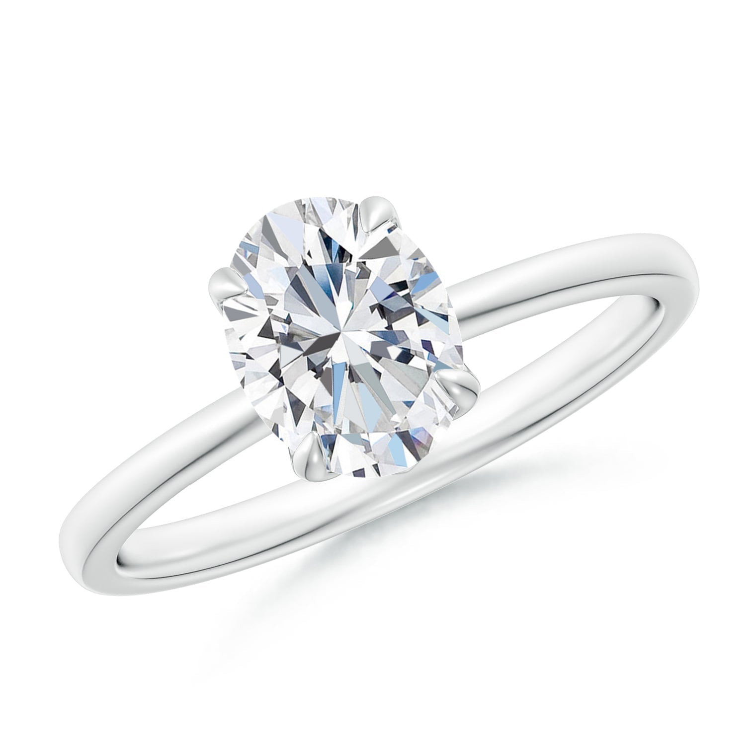 Solitaire Oval Claw-Set Diamond Classic Engagement Ring, Lab-Grown