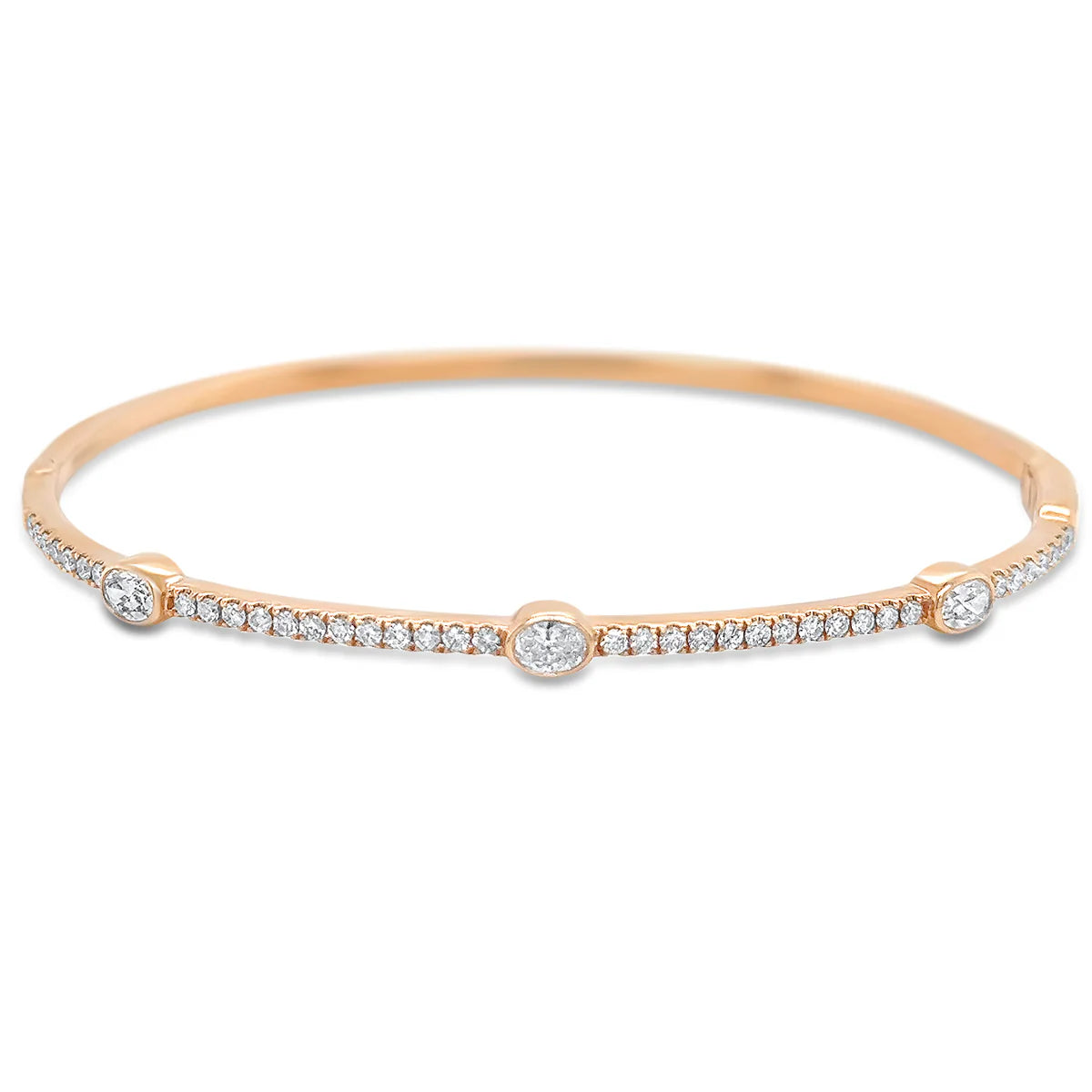 Three Bezel Oval Bangle