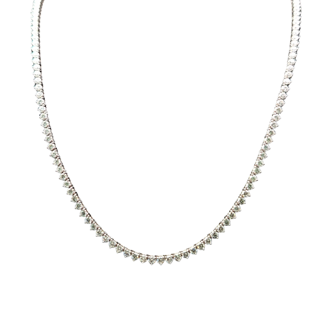 Round Diamond Tennis Necklace, 5 ct., 14K Gold, 3 prong