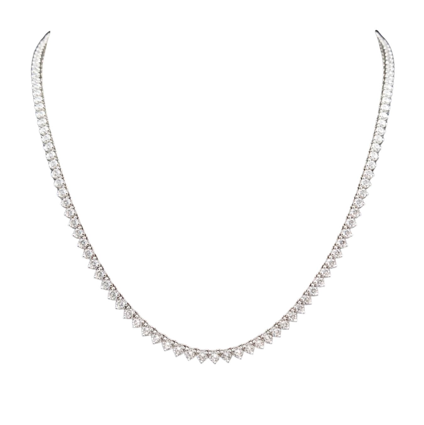 Round Diamond Tennis Necklace, 5 ct., 14K Gold, 3 prong