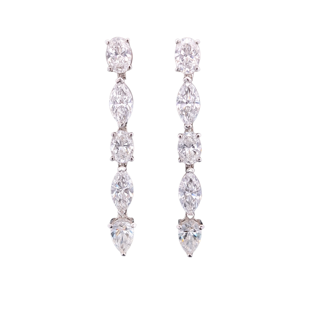 Multi-Shape Diamond Drop Earrings, 17.61 ct., 14K White Gold, Lab Grown