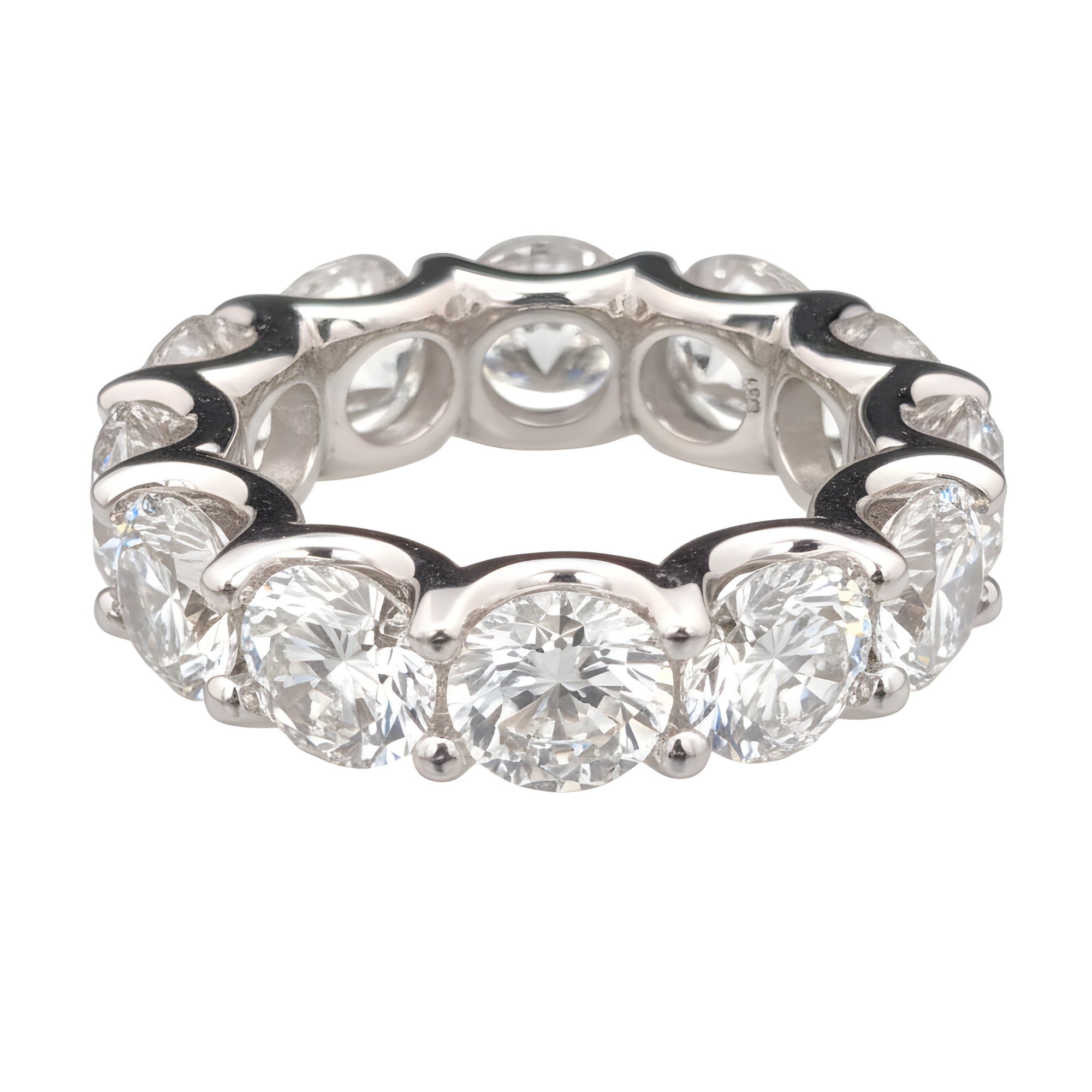 Round Diamond Eternity Band Ring, 12.69 ct., 14K White Gold, Lab Grown