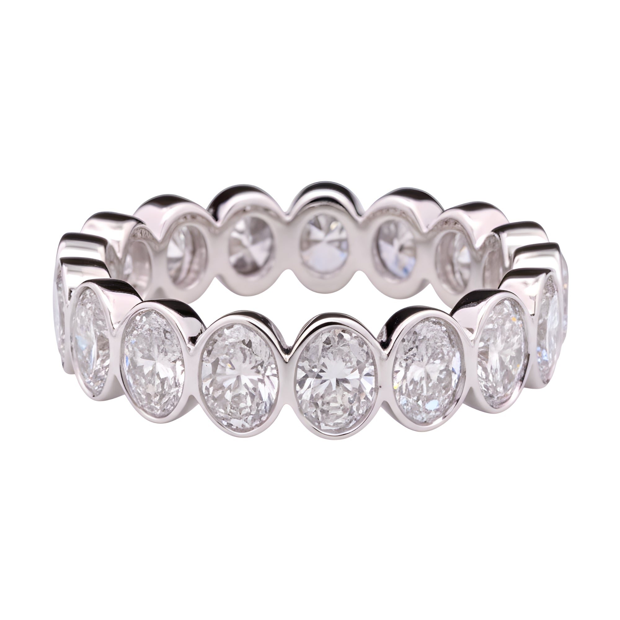 Oval Diamond Eternity Band, 3.41 ct., 14K White Gold, Lab Grown
