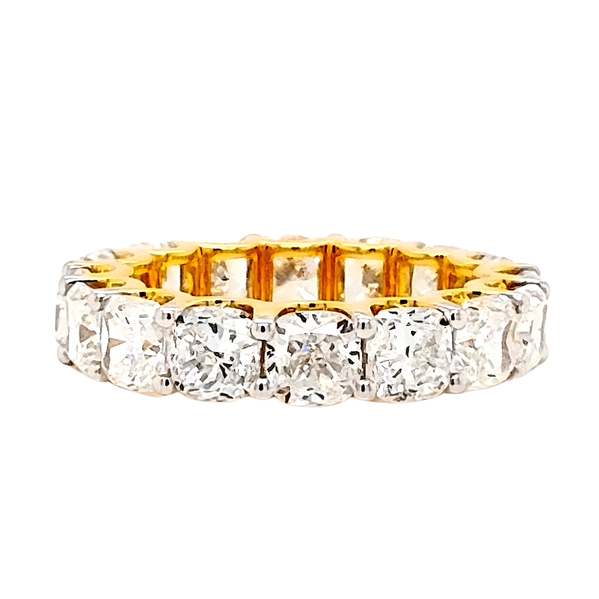 Cushion-Cut Diamond Eternity Band, 7.34 ct., 14K Yellow Gold, Lab Grown