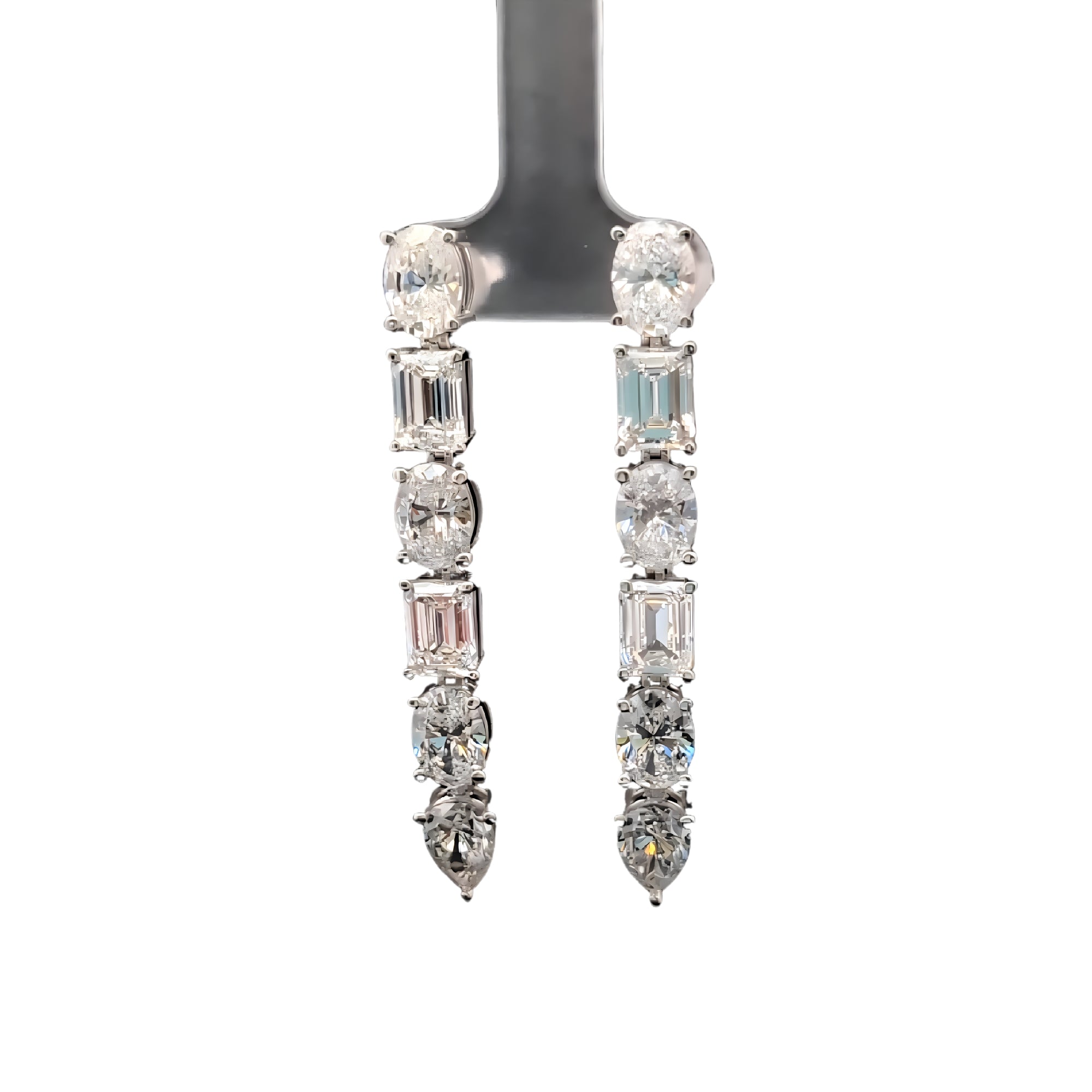 Multi-Shape Diamond Drop Earrings, 17.61 ct., 14K White Gold, Lab Grown