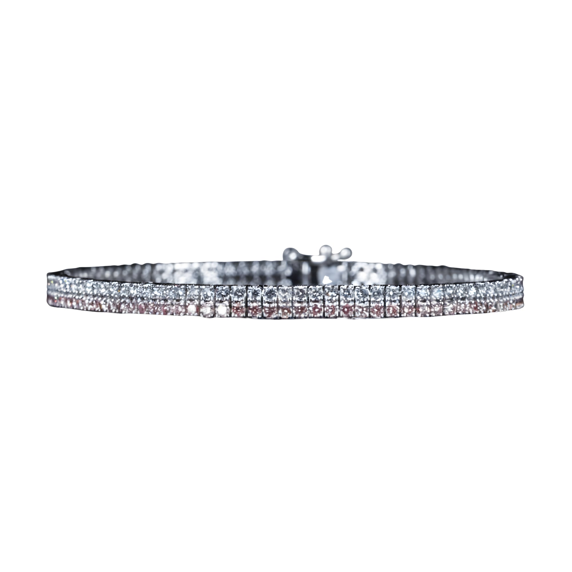 Pink Round Diamond Tennis Bracelet, 3.75 ct., 14K White Gold, Lab Grown