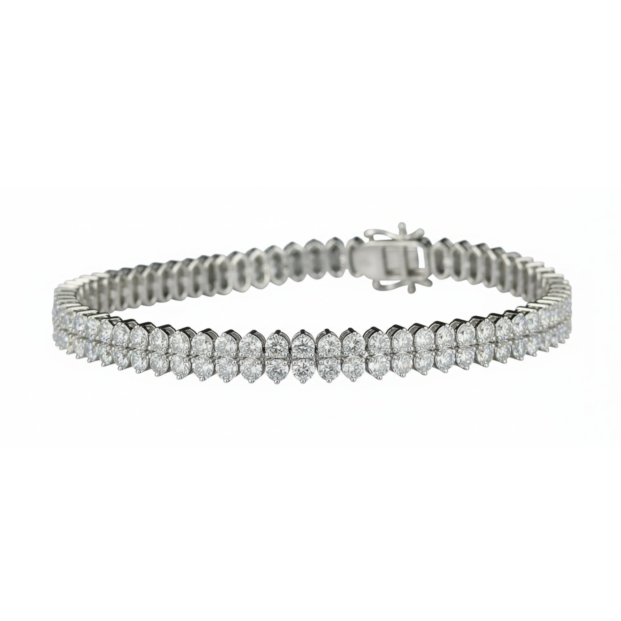 Round Diamond Tennis Bracelet, 9.83 ct., 14K White Gold, Lab Grown