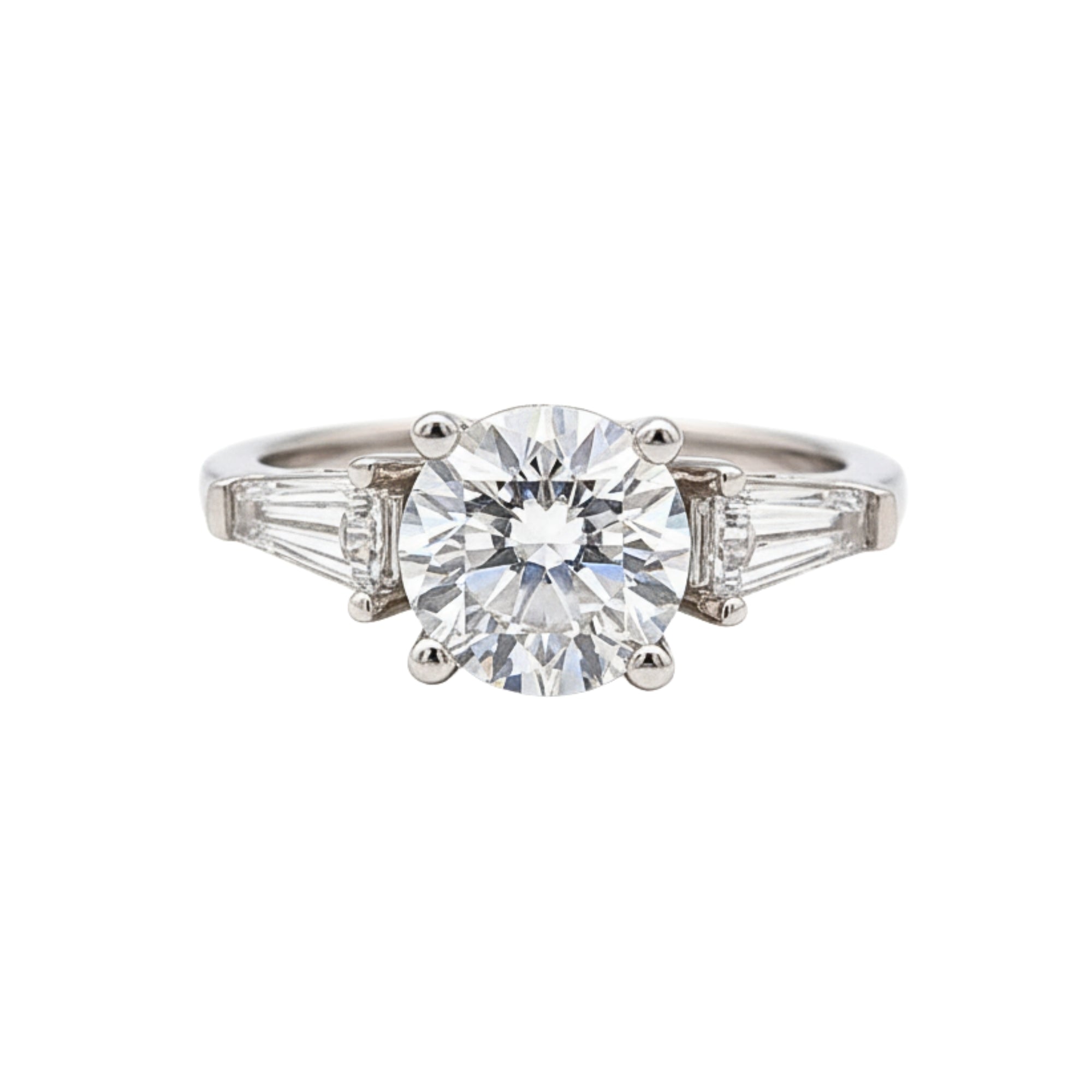 Round Diamond Three Stone Engagement Ring, 3.98 ct., 14K White Gold, Lab Grown
