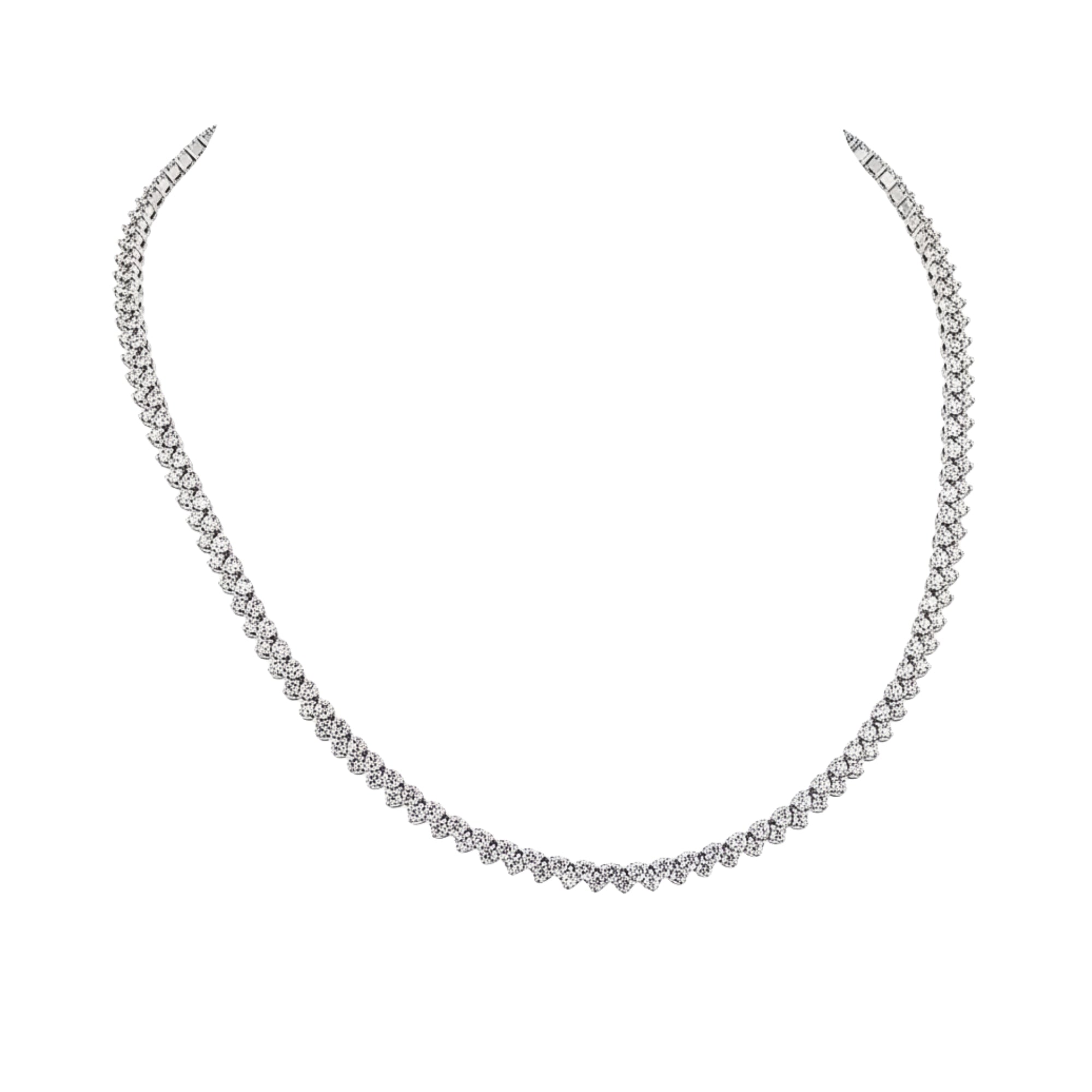 Blue Round Diamond Tennis Necklace, 9.22 ct., 14K White Gold, Lab Grown