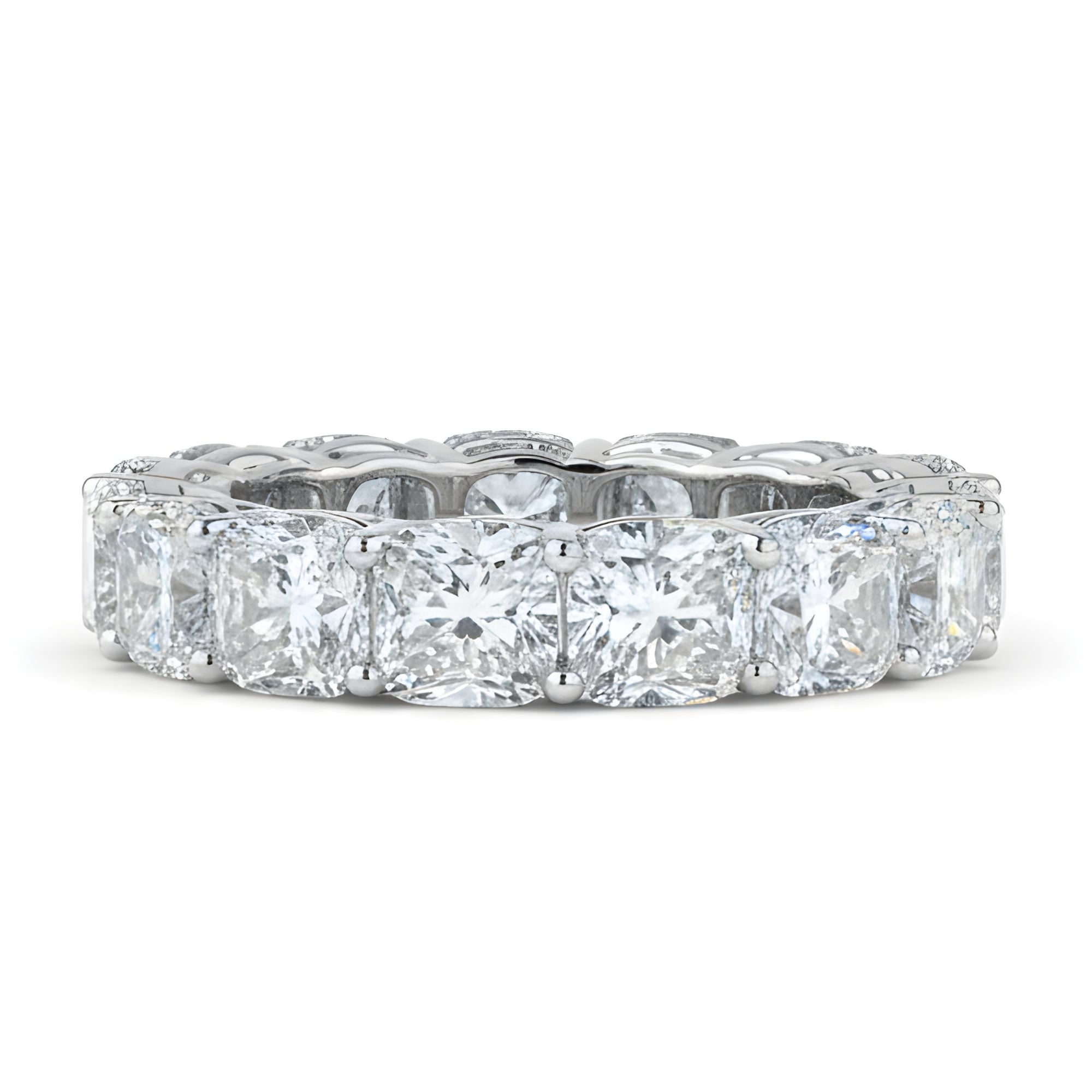 Cushion-Cut Diamond Eternity Band, 8.0 ct., 14K White Gold, Lab Grown